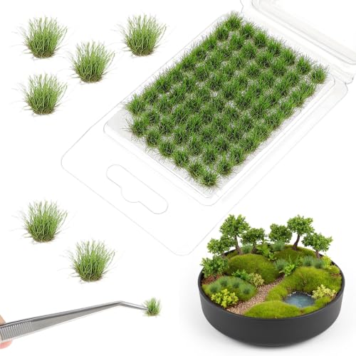 DOPENSPI Lot de 72 têtes d'herbe, pour modélisme, herbe statique, tuft, miniature, décoration, modélisme, accessoire de modélisme, modèle d'arbustes de plaine, gazon artificiel miniature pour terrain