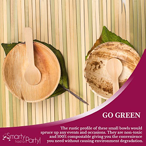 100% Compostable Palm Leaf Bowls 100 Pack - 3Oz Eco-Friendly Disposable Small Bowls - Natural Biodegradable Sauce Dip Bowl Heavy Duty Supplies For Wedding, Birthday Party & All Occasions #TOP2