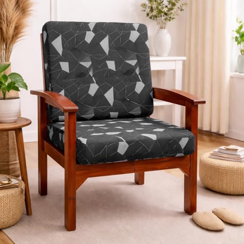 Image of STITCHNEST 'Contour Fit Series' Stretchable Printed Wooden Sofa Cover (Pack of 10) - Elastic Wooden Chair Cover | Wooden Sofa Seat Cover | Size - 20-21 x 20-21 x 3-5 in