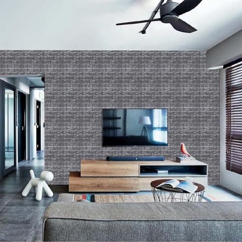Paneles de pared efecto ladrillo 3D negro papel tapiz autoadhesivo para decoración de dormitorios 6