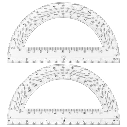 plastic protractor math protractors 180 degrees for geometry classroom student school office supplies 6 inch pack of 2 clear