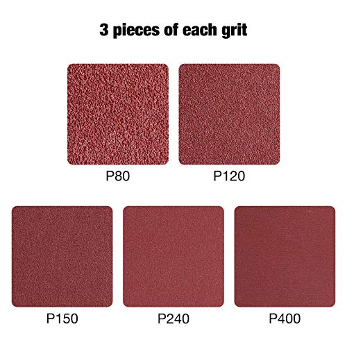 Miady 1-Inch X 30-Inch Aluminum Oxide Sanding Belts, 80/120/150/240/400 Assorted Grits, 15-Pack (3×21 Inch) #TOP1