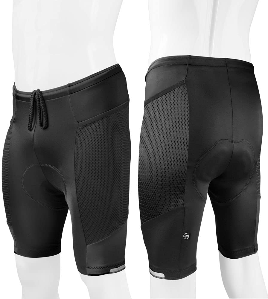 AERO|TECH|DESIGNS | Men's Gel Touring Padded Bike Shorts | XX-Large | Black