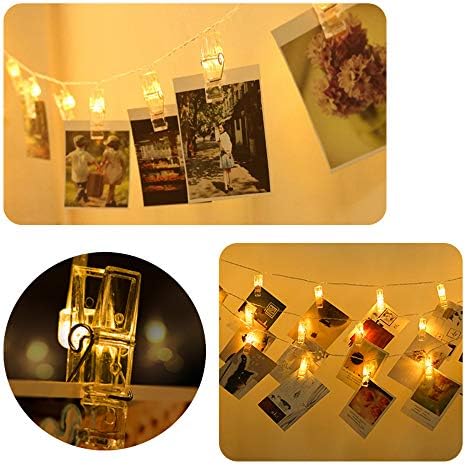 40 LED Photo Clip Fairy Lights, 20ft/6m 8 Modes with Remote USB Plug in Photo Peg String Lights for Indoor Bedroom Wedding Party Home Photo Wall