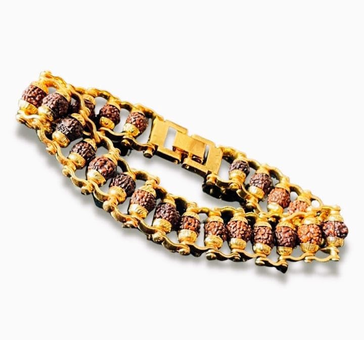 Vighnaharta Ganesh Gold Plated 5-Mukhi Modern Rudraksha Bracelet for Men - Traditional Spiritual Jewelry for Positive Energy and Healing (B0CN5RW87G) Amazon Price History, Amazon Price Tracker