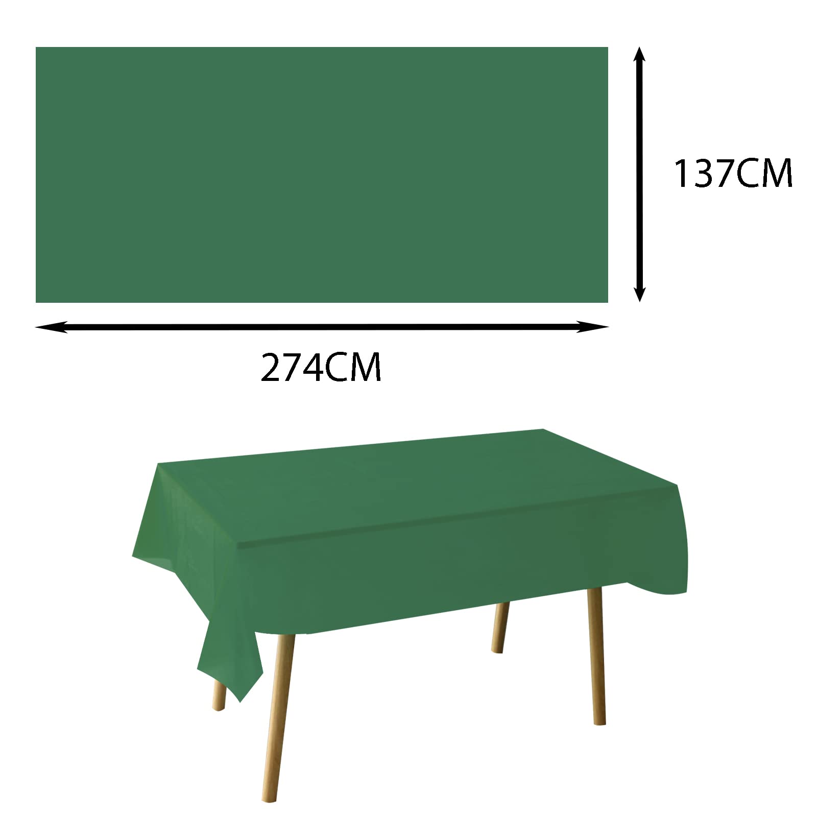 Tovaglie rettangolari per feste, 3 pezzi, 137 x 274 cm, usa e getta, in plastica, impermeabili, resistenti all'olio, per feste, picnic, compleanni, Natale, colore verde