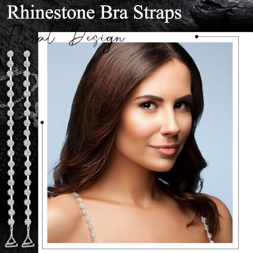 3 Pairs Rhinestone Bra Straps Decorative Removable and Adjustable Wedding Bra Strap for Women Bridal Dress, 3 Styles4