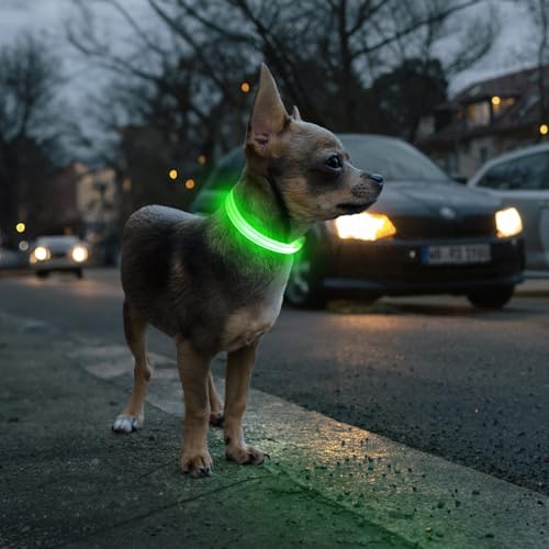 Kpuplol Leuchthalsband Hund, Hundehalsband Leuchtend, Wiederaufladbar Hundehalsband Leuchtend LED Halsband für Hunde Einstellbare Größe, 2 Beleuchtungsmodi für Kleine Mittlere Große Hunde