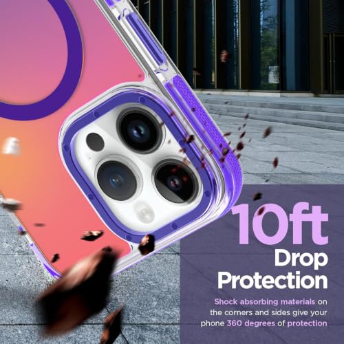 Image of Magnetic Case for iPhone 14 Pro Max [Compatible with Magsafe] [Cute Fashion Fluorescent Design] [1 Screen Protector] Slim Translucent Matte Case for iPhone 14 Pro Max 6.7 inch 2022, Purple