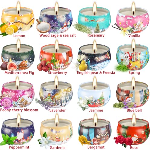 16PCS Scented Candles Christmas Gift Set, Natural Soy Wax 2.5oz Candles for Christmas Gift, 16 fragrances Flavor by CLTNIKET - Image 4