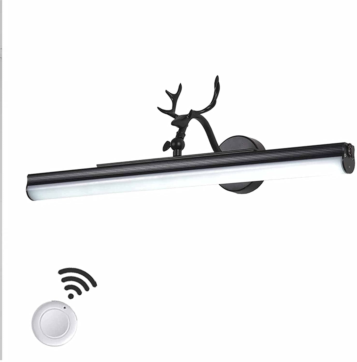 Vintage Badezimmer-Spiegelleuchte mit Fernbedienung, LED-Spiegelschrank-Licht, wiederaufladbar, Retro-Geweih, Wandleuchte mit Schalter, drehbar, wasserdicht, Fledermaus, 45 cm, 12 W