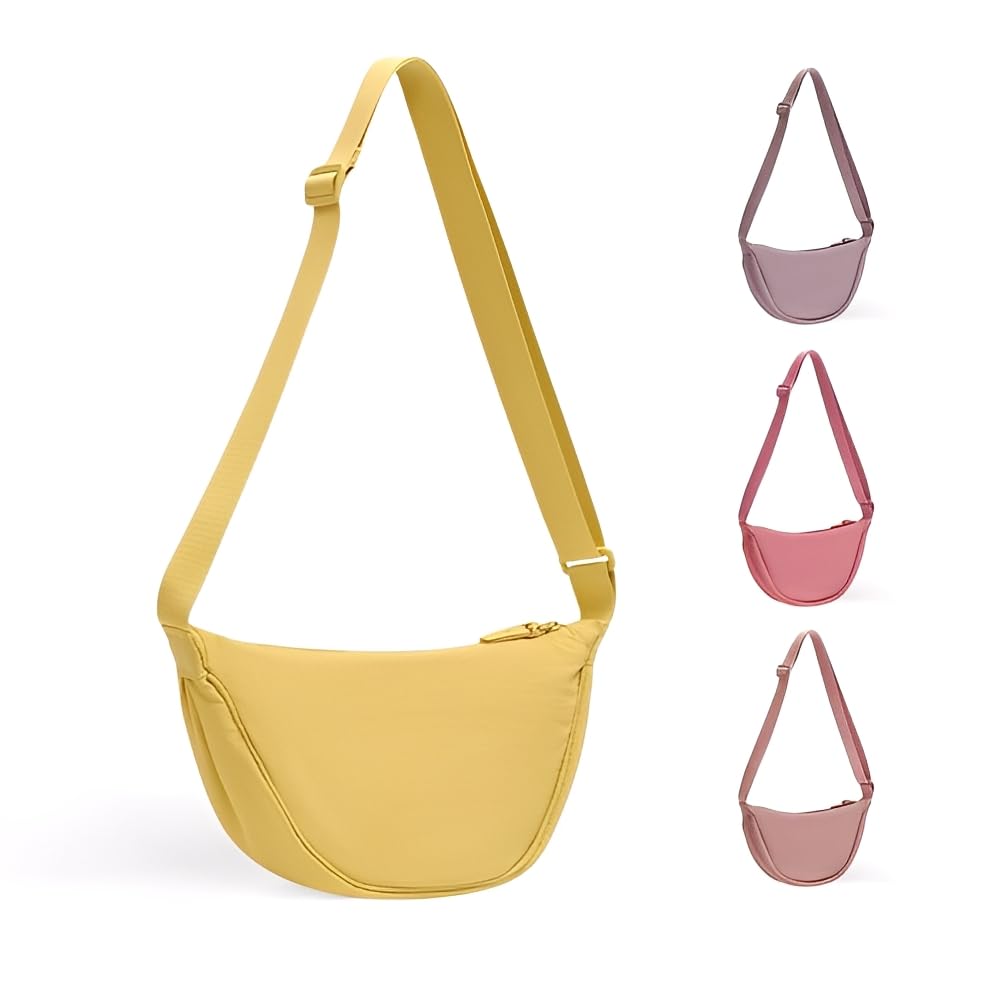 Bolso Cruzado De Cuero En Forma De Media Luna Para Mujer - Correa Ajustable Y Múltiples Bolsillos - Elegante Y Práctico