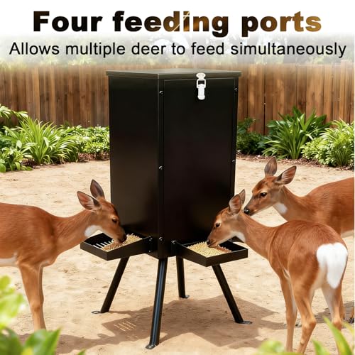 80LB Gravity Deer Feeder, Heavy Duty Capacity Steel Hunting Game Feeders for Deer，Lightweight Windproof Waterproof Corn Feeder Suitable in All-Weather by Umisu - Image 8