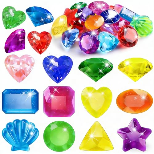 Image of 30 Pcs Large Diving Gems Pool Toys Pirate Treasure for Boy Girls | Colorful Acrylic Diamond, Pool Gems, Fake Gemstones, Summer Underwater Toys, Swimming Training Gifts, Water Pool Play Games