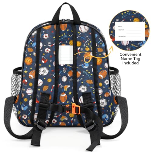 Custom Ball Mini-Backpack for Boys-Kids-Toddler with Name, Personalized Blue Schoolbags, Children Kindergarten Preschool Bookbag, for Travel Daypack Nursery Daycare3