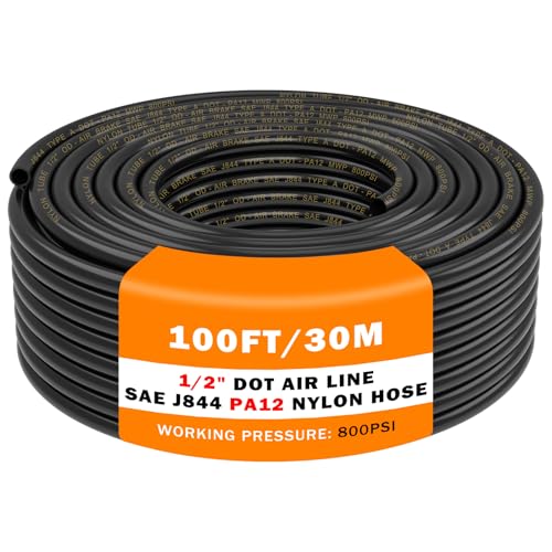 CheeMuii 100 FT 1/2 Pneumatic Tubing 1/2 PA12 Nylon DOT Air Line SAE J844 DOT Air Hose 30.5 Meter 1/2 Inch OD Pneumatic Air Tubing Pipe Hose Line