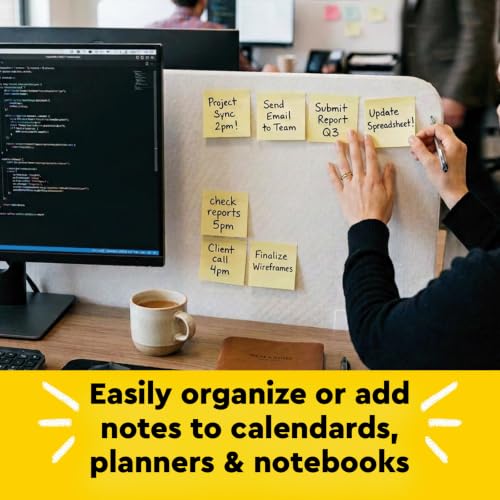 Image of 3M Post-it Yellow Sticky Notes| 2x100 Sheets | 2 Pads | 3 inch X 3 inch | Notes, Reminders, Study, School and organizing | Canary Yellow