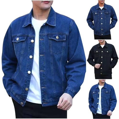 Cambkatl Men's Button Down Jean Jacket Stylish Fall Trucker Outerwear Casual Long Sleeve Denim Jackets with Pockets2