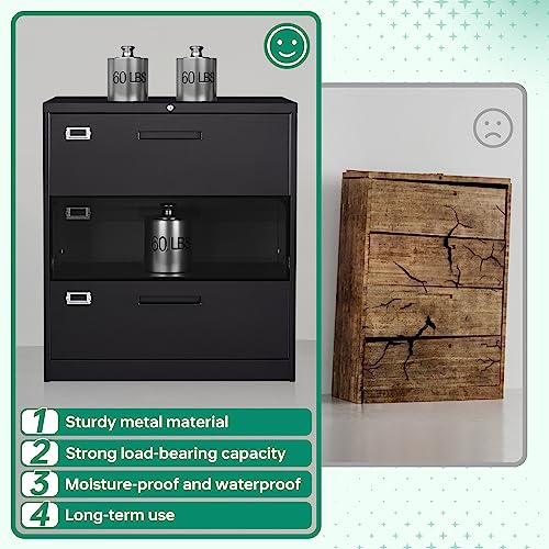 Letaya 001 Lateral 3 Drawer File Cabinets With Lock, Metal Filing Storage Vertical Cabinets,Home Office Furniture For Organization Hanging Letter/Legal/F4/A4 thumb #8
