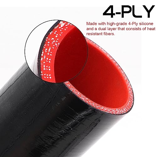 Image of 90 Degree ID 2.25inch(57mm) Elbow Coupler Silicone Hose 4-Ply with 2PCS Stainless Steel T-Bolt Clamp