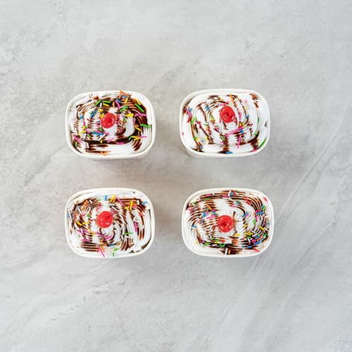 Image of Restaurantware Paper Cups 200 Count 12 Ounce Square Disposable Ice Cream Containers, Leak-Resistant Paper Dessert To Go Cups, Hot And Cold Food, Durable Assorted Sprinkles Design, Lids Sold Separately