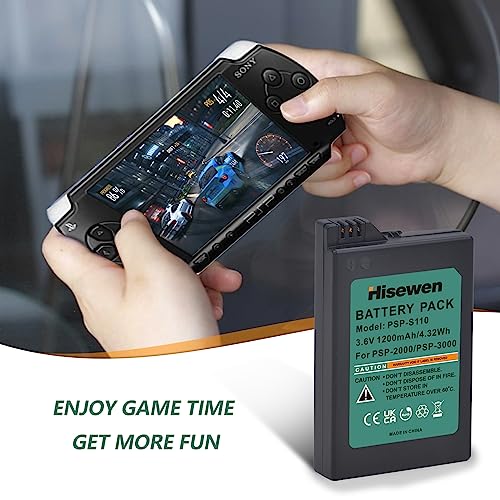 Hisewen 1200Mah 3.6V Lithium Ion Battery And Led Usb Charger For Sony Psp 3000 / Psp Slim 2000 Psp-S110 Console, Psp-2001, Psp-3000, Psp-3001, Psp-3002, Psp-3004, Psp Slim Console #TOP6