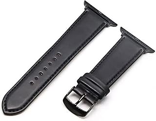 سوار جلد متوافق مع ساعة ابل للنساء والرجال طبيعي اي ووتش فئة 7 و8 مقاس 45 ملم و49 لون أسود لساعة ذكية