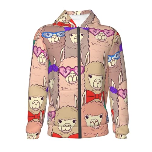 Cute Lamas Kids Pullover Hoodies Boys Zip Up Sweatshirts Girls Athletic Clothes with Pocket2