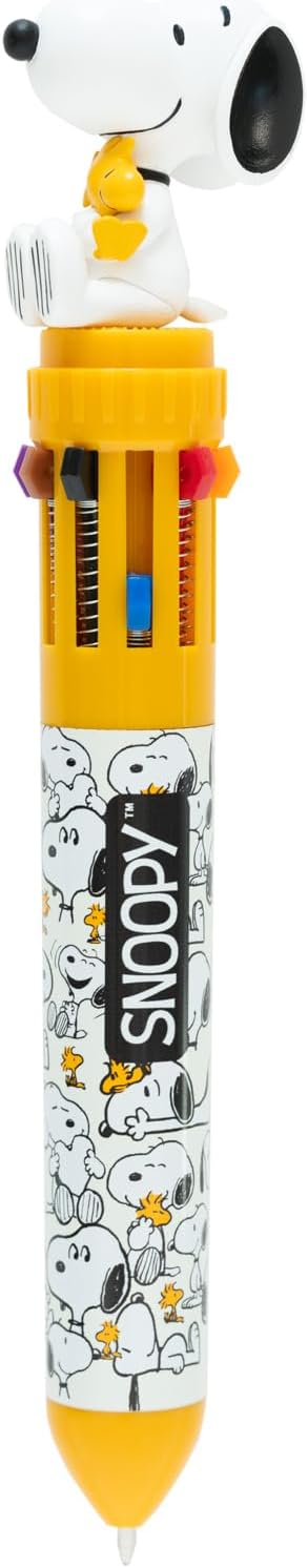 Grupo Erik 10 in 1 Ballpoint Pen With 3D Snoopy Topper | Multi Colour Pen | Cute Pen | Snoopy Merchandise