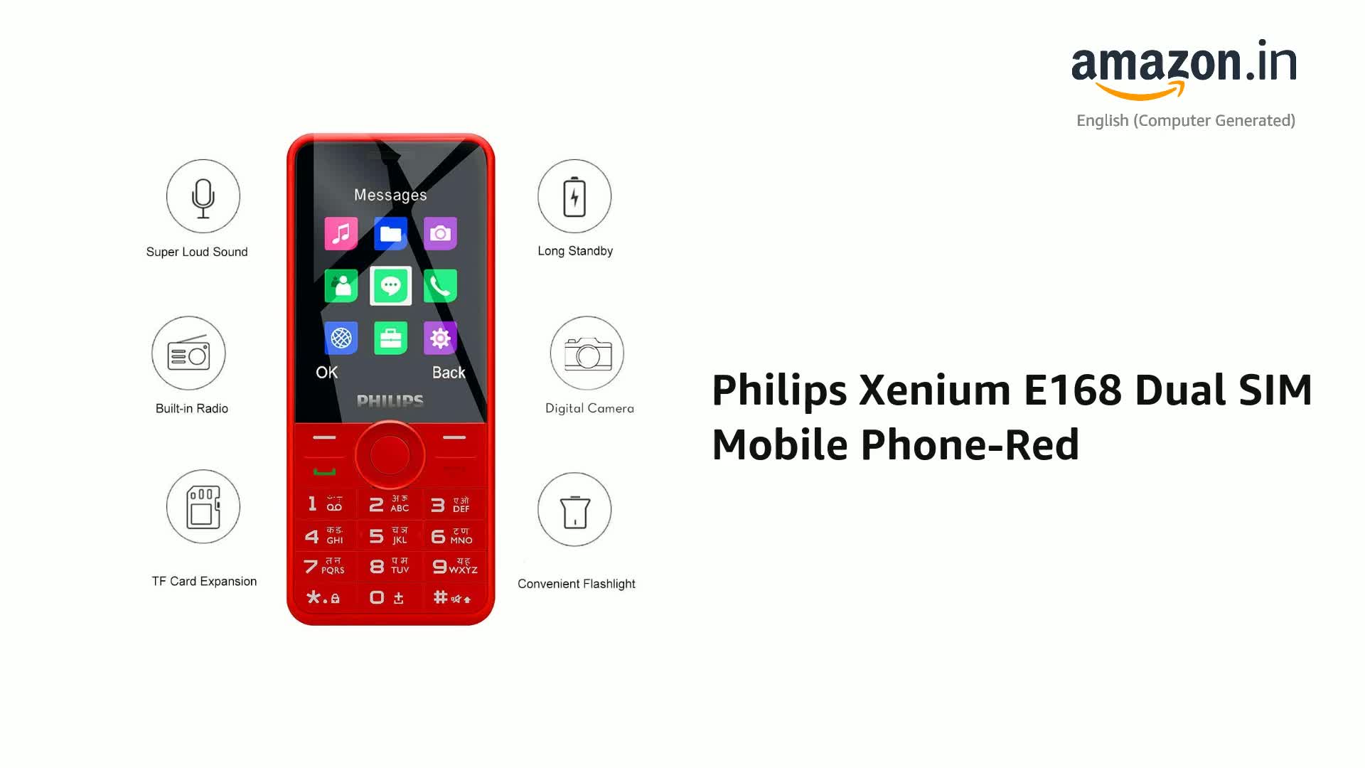 Philips Xenium E168 Dual SIM Mobile Phone-Red : Amazon.in: Electronics