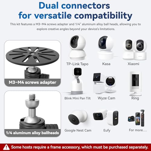 Base magnétique caméra surveillance sciuU compatible eufy TP-Link filetage 1/4 vis M3 M4