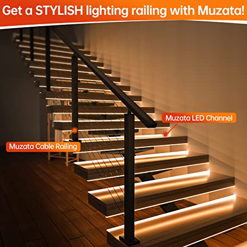 Muzata 6Pack 3.3Ft/1M Black Led Channel System With Clear Cover,Aluminum Extrusion Track Housing Profile For Strip Tape Light, U1Sw Bt 1M, Lu1 #TOP5