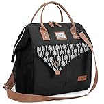 Lekesky Large Lunch Bag for Women with Shoulder Strap Insulated Lunch Bag for Work Lunch Tote 15L,Black