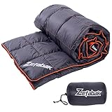 Down Blanket for Camping Indoor Outdoor by ZEFABAK Puffy 600 Fill Power Duck Down Cloudlet Blanket or Sleeping Bag Replacement,Down Filling Weight 11 OZ,with Reflective Logo, 80