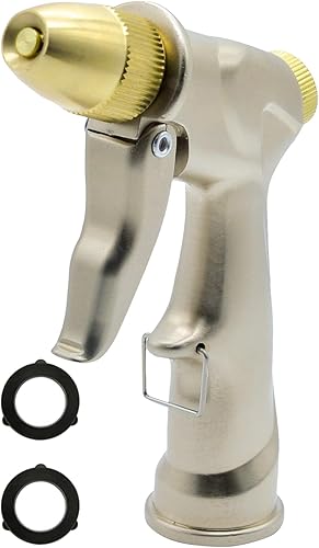 CONTINUE Boquilla de manguera de jardín ajustable de alta presión con 4 modos de pulverización, boquilla de pulverización de metal 100% resistente