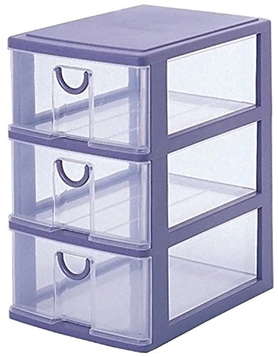 サンコープラスチック 小物収納3段 エルピス 幅25.2×奥35×高41.2cm ストーンブルー