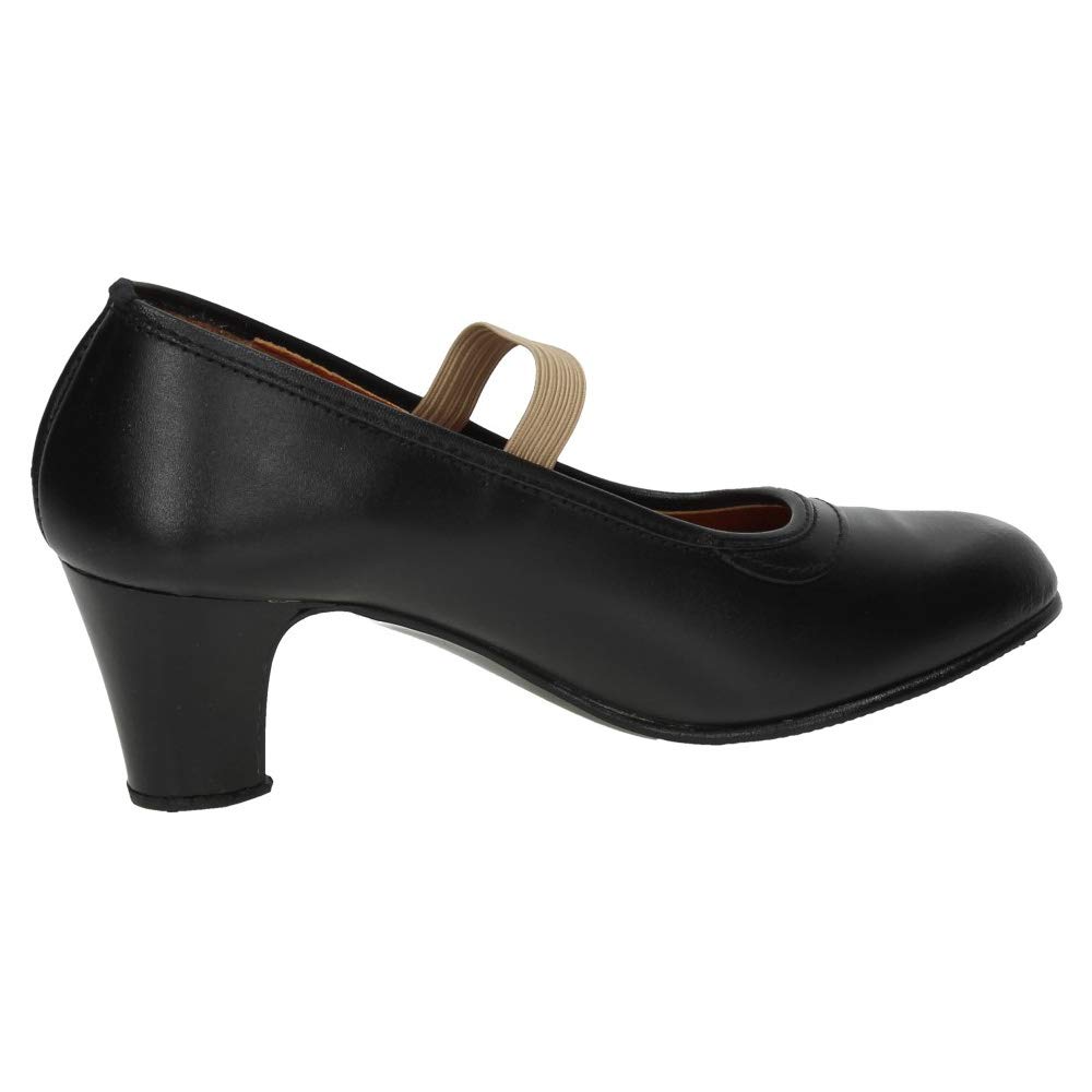 24 Zapatos de Baile Profesional de Piel, con elástica y Clavos en el talón, Hechos en España NIÑA Zapatos TACÓN Negro 39