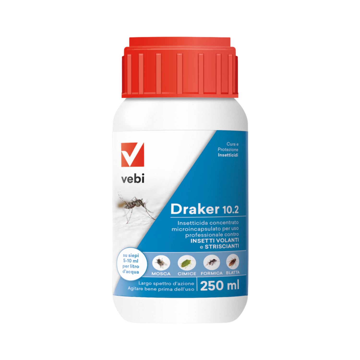 Insetticida Concentrato Contro Insetti Striscianti e Volanti, Azione Tecnologica Microincapsulazione, 100% Made in Italy - 250 ml