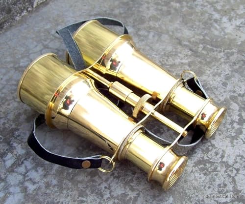 Binoculares náuticos de latón 6 pulgadas con cinturón de cuero miniatura 2