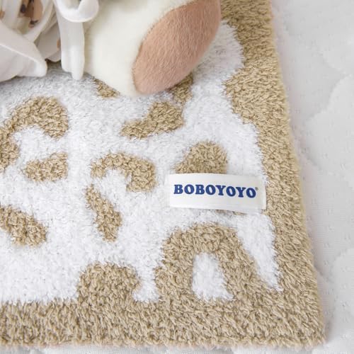 Image of BOBOYOYO Plush Baby Blankets for Newborn Girls Boys Leopard Soft Fuzzy Warm Swaddle Receiving Blanket 30 x 40 Polyester Toddler Blanket for Crib Stroller Nursery Blue