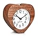 Produktbild Navaris Analog Holz Wecker mit Snooze - Retro Uhr im Herz Design mit Ziffernblatt Alarm Licht - Leise Tischuhr ohne Ticken - Naturholz in Dunkelbraun