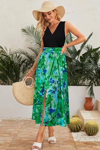 Image of Newshows Women's 2026 Lightweight Summer Wedding Guest Beach Vacation Casual V Neck Split Flowy Maxi Dress