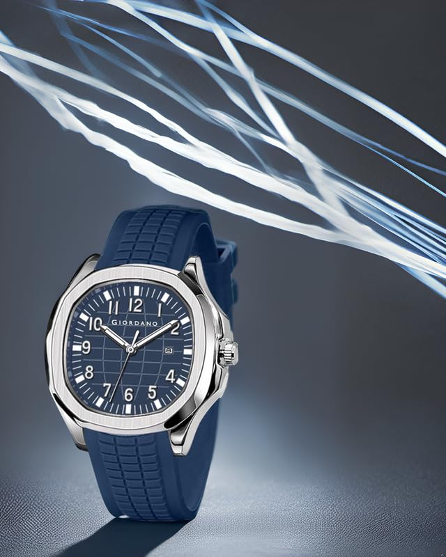 Image of GIORDANO Analog Watch for Men - Textured Dial, Stainless Steel Strap, Date Display, Quartz Movement, Water Resistant