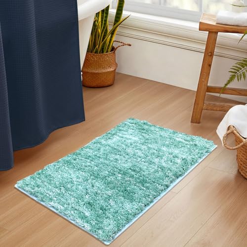 Image of Amazon Brand - Umi Hawai Microfiber Bath Mat Super Soft Non-Slip Washable Multipurpose Bathroom mat, Bedroom Doormat for Home -Aqua, (40x60 cm) Pack of 1