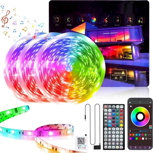 Image of GANZQH Music Sync Color Changing Led Lights for Bedroom 300ft (3 Rolls of 100ft), LED Strip Lights with Remote and App Control, Led Light Strip for Room, Christmas, Home Decor