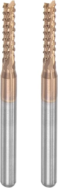 sourcing map End Mill CNC Router Bits, 1/8" 3.175mm Shank 2.5mm x 12mm Titanium Coated Tungsten Carbide Engraving Milling Cutter for PCB Plastic Fiber Wood 2pcs