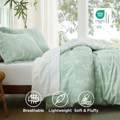 Image of Bedsure Full Comforter Set - Sage Green Bed Set, 3 Pieces Cute Floral Bedding, 1 Soft Reversible Botanical Flowers Comforter and 2 Pillow Shams