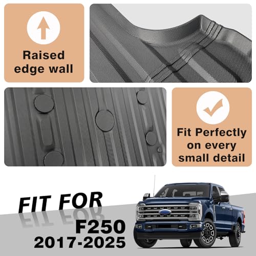 Image of TripleAliners Truck Mat Compatible with 2017-2026 Ford Super Duty F250 /F350 /F450 6.75FT Accessories, Truck Bed Mat Heavy Duty Custom Fit All Weather Protection TPE Pickup Liner