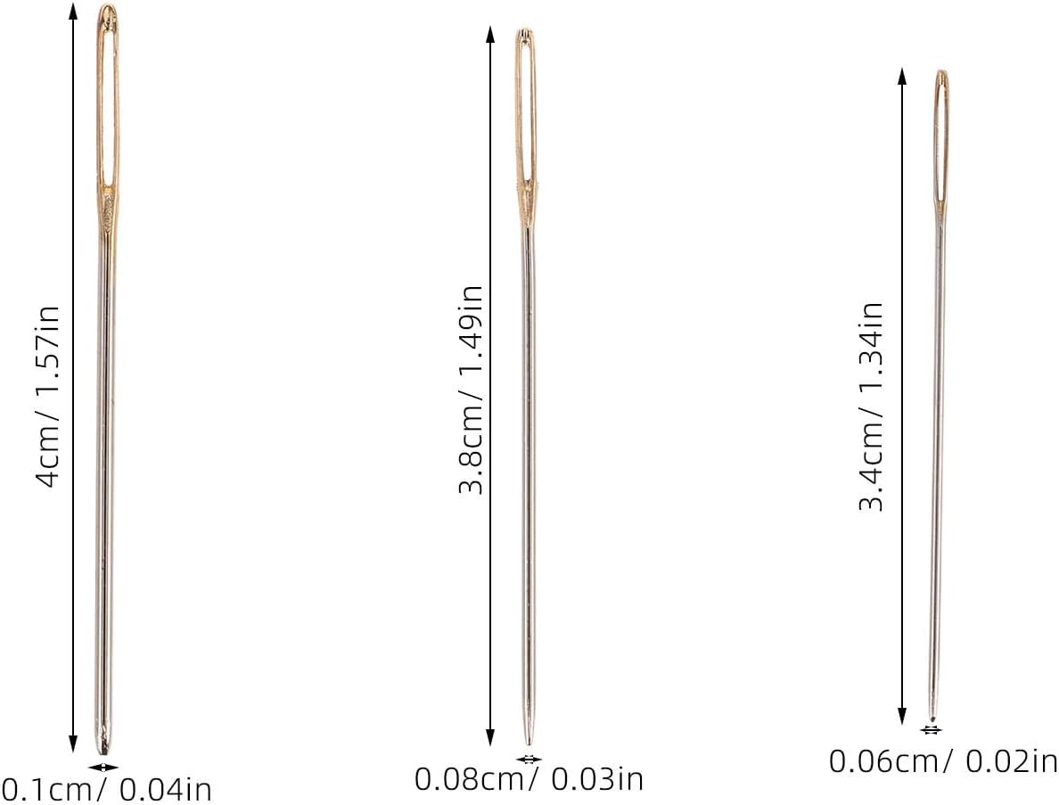 DIYEAH 90pcs Embroidery Needles - 40mm 38mm 34mm Metal Sewing Accessories - Needles with Large Eyes for Hand Sewing Cross Stitch Yarn Tapestry