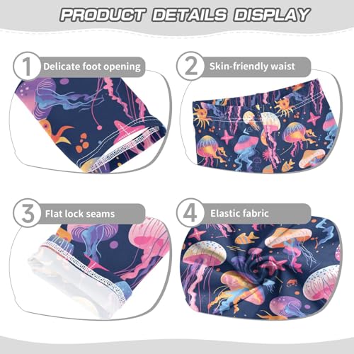 KLL Colorful Jellyfish Girls Cotton Leggings Soft Full Length Yoga Pants Gym3